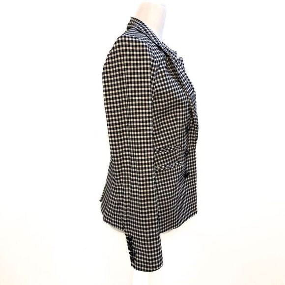 Veronica Beard Cottage Double Breasted Blazer Gingham Size 4 Black White Jacket - Picture 8 of 12